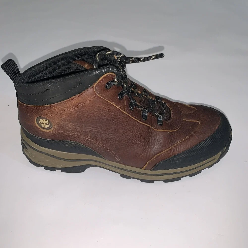 Timberland Boots Mens Size 8.5 Brown Leather Hiking Ankle Trail Outdoor Lace Up